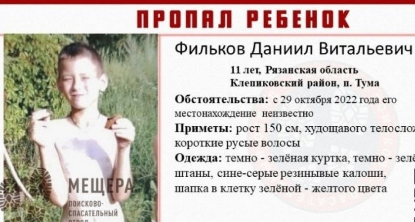 В поселке Тума Рязанской области ищут 11-летнего мальчика