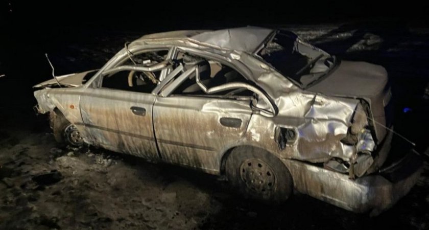 В Сапожковском районе водитель погиб после опрокидывания Hyundai