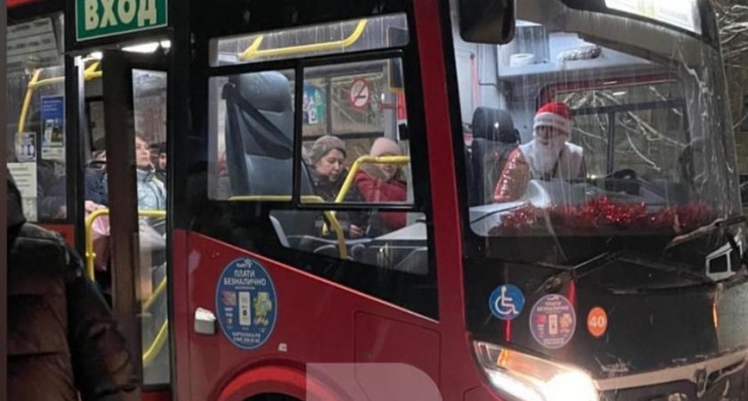 Водителя в костюме Деда Мороза увидели в автобусе №49 в Рязани
