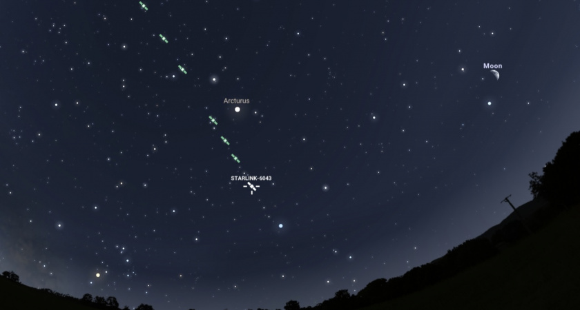 26 мая очевидцы засняли в небе над Рязанью летящие паровозиком спутники "Старлинки"