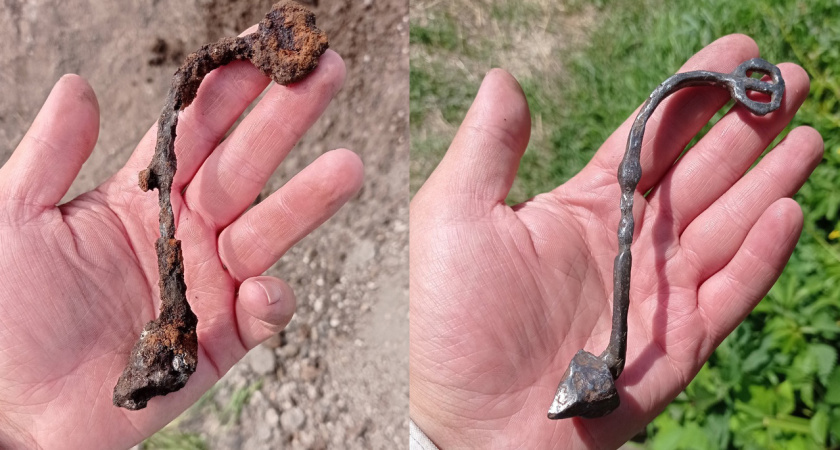 На старой Рязани на 47-ом раскопе нашли часть старинной шпоры
