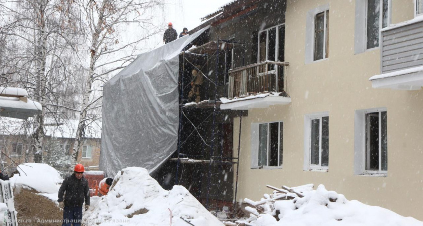 В Рязани продолжается восстановление разрушенного дома на Пушкина