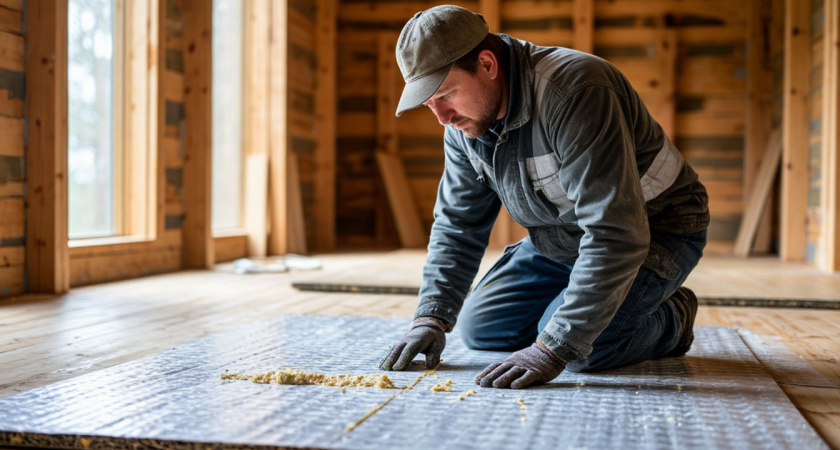 Утеплил за 30 минут и 6 тысяч рублей пол во всём доме: по совету соседа раскатал рулон материала по дому - хожу босиком как летом