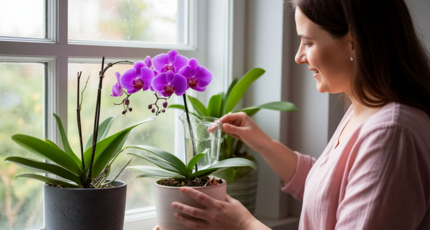 Орхидея больше не "убегает" из горшка: поливаю методом "мокрой пяточки" - и цветок вмиг обрастает зеленой шапкой