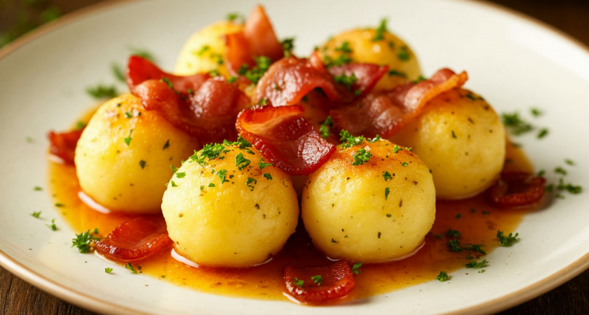 Делаю по бабушкиному рецепту картофельные галушки с беконом: сытное деревенское блюдо кормит всю семью - просят снова и снова