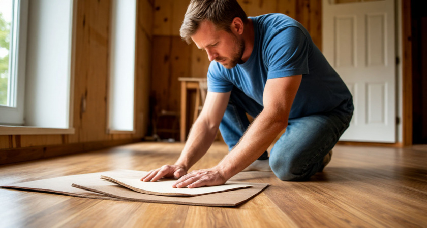 Финский способ идеально ровно вырезать линолеум и ковровое покрытие по углам и вокруг труб: вся хитрость в бумаге, карандаше и малярке