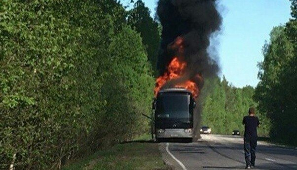 Видео. Под Рязанью сгорел рейсовый автобус