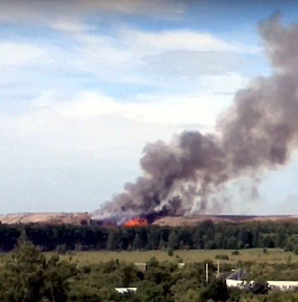 В Рязани загорелась свалка: видео пожара