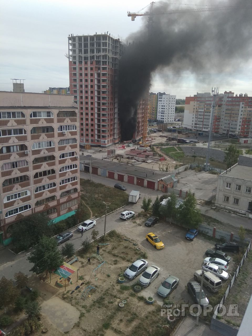 В Рязани на территории строительной площадки ЖК "Современник" произошёл пожар