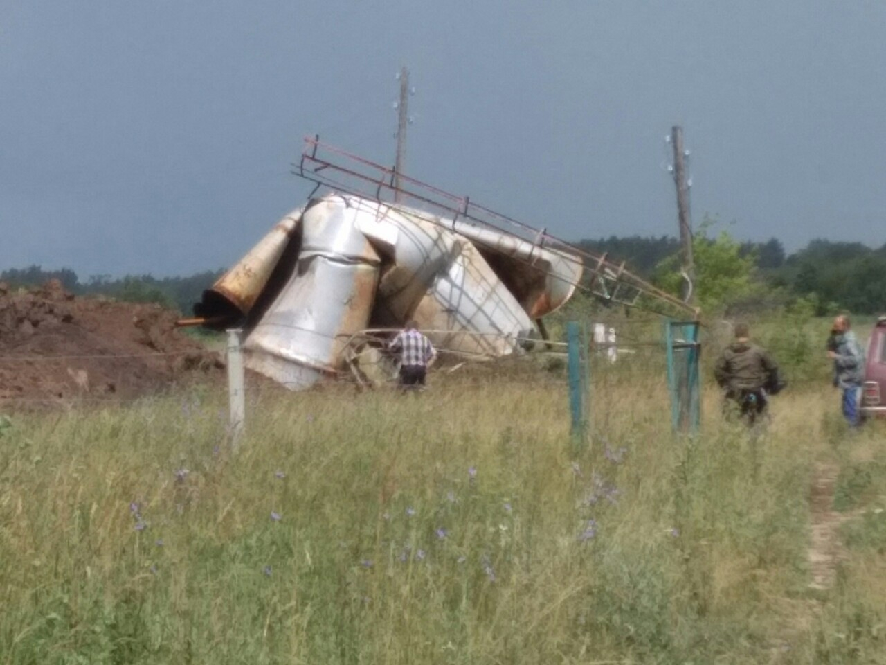 В Рязанской области ветром снесло водонапорную башню