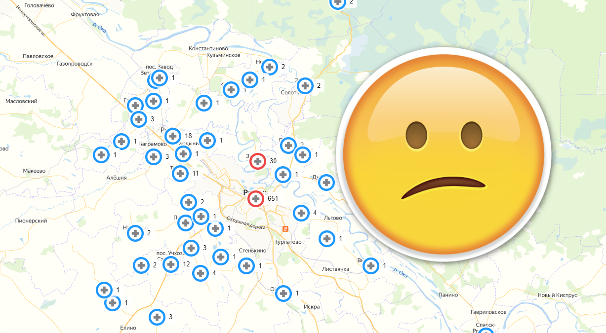 Откуда в Рязанской области забирали с коронавирусом: карта распространения инфекции