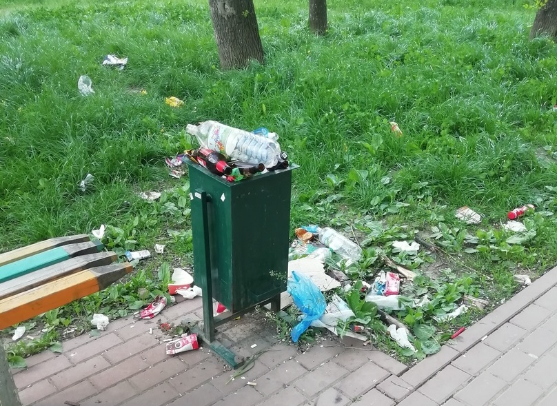 “Бросить мусор некуда”: рязанка жалуется на переполненные урны на детской площадке