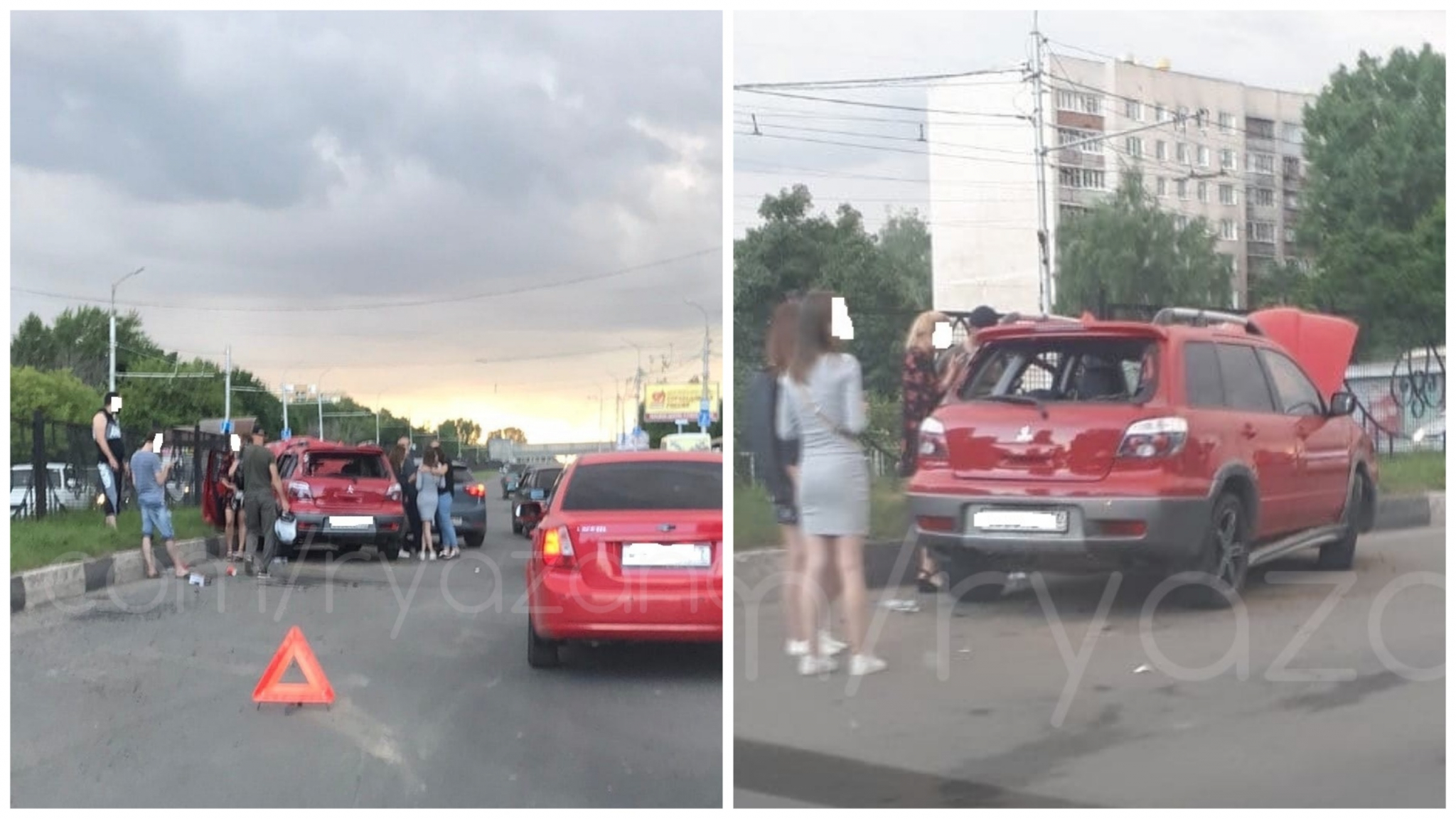 Собралась пробка: на Московском шоссе Мицубиси врезался в бордюр
