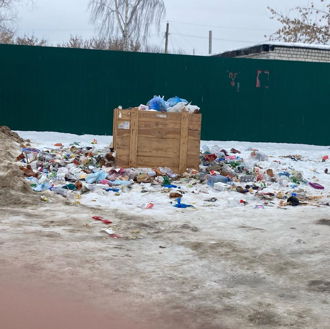 Полная антисанитария: в поселке Канищево вместо мусорных баков стоит деревянный ящик