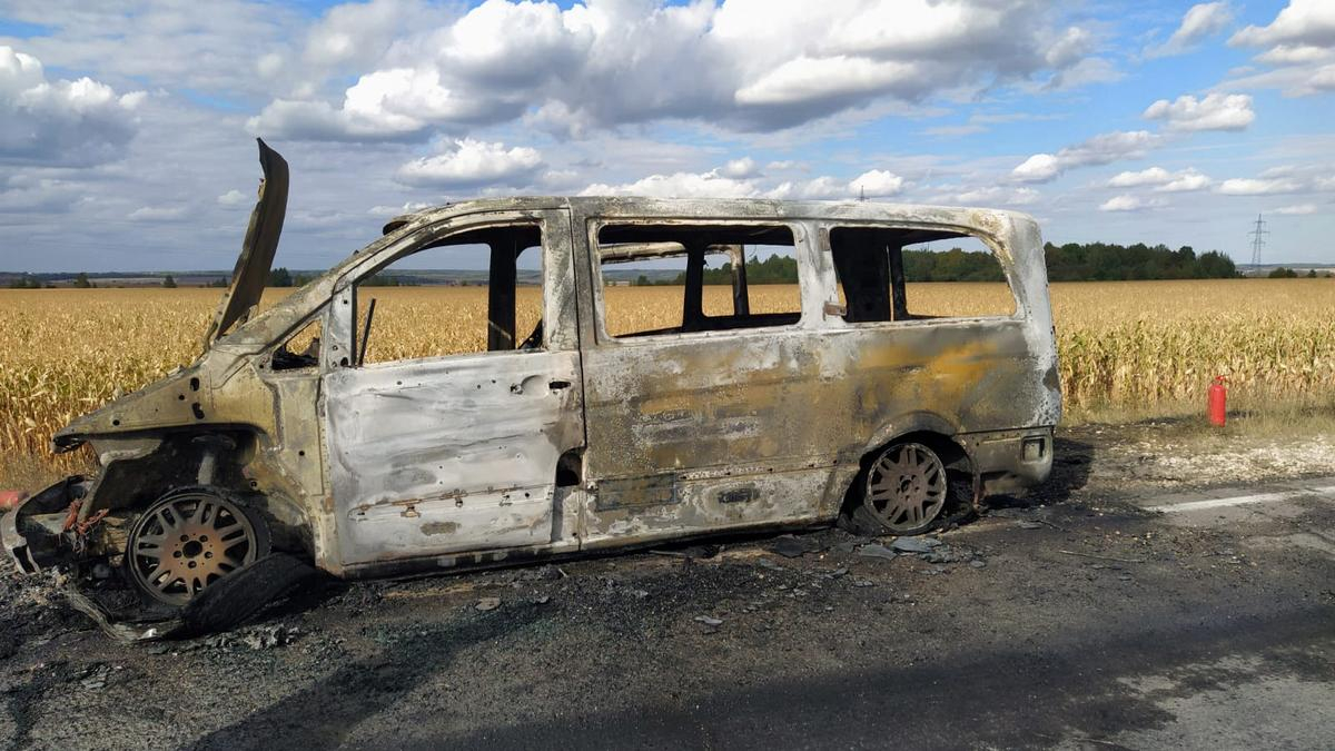 Сами не справились: в Пронском районе сгорел микроавтобус