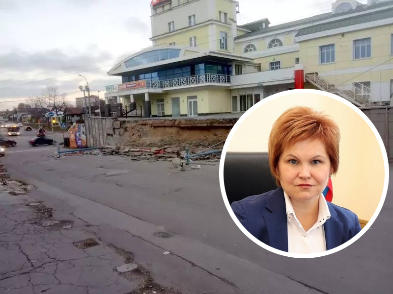 «Убрали территорию и установили ограждение»: мэр Елена Сорокина прокомментировала обвал эстакады у ТЦ «Полсинаут»