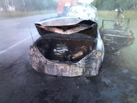 В Сасовском районе сгорел автомобиль