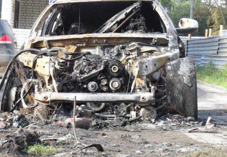 Пожар в Рыбновском районе - сгорел гараж с машиной
