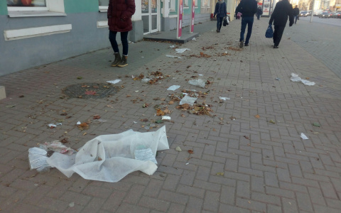 "Под ногами - разорванные пакеты", - рязанцы пожаловались на мусор на Первомайском проспекте