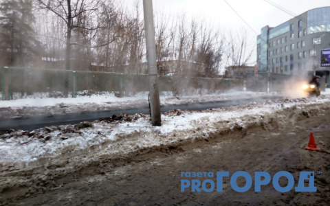 Рязанские дорожники вновь укладывают асфальт в снег