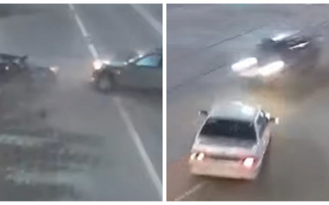 Три автомобиля: массовое ДТП на Циолковского засняли камеры